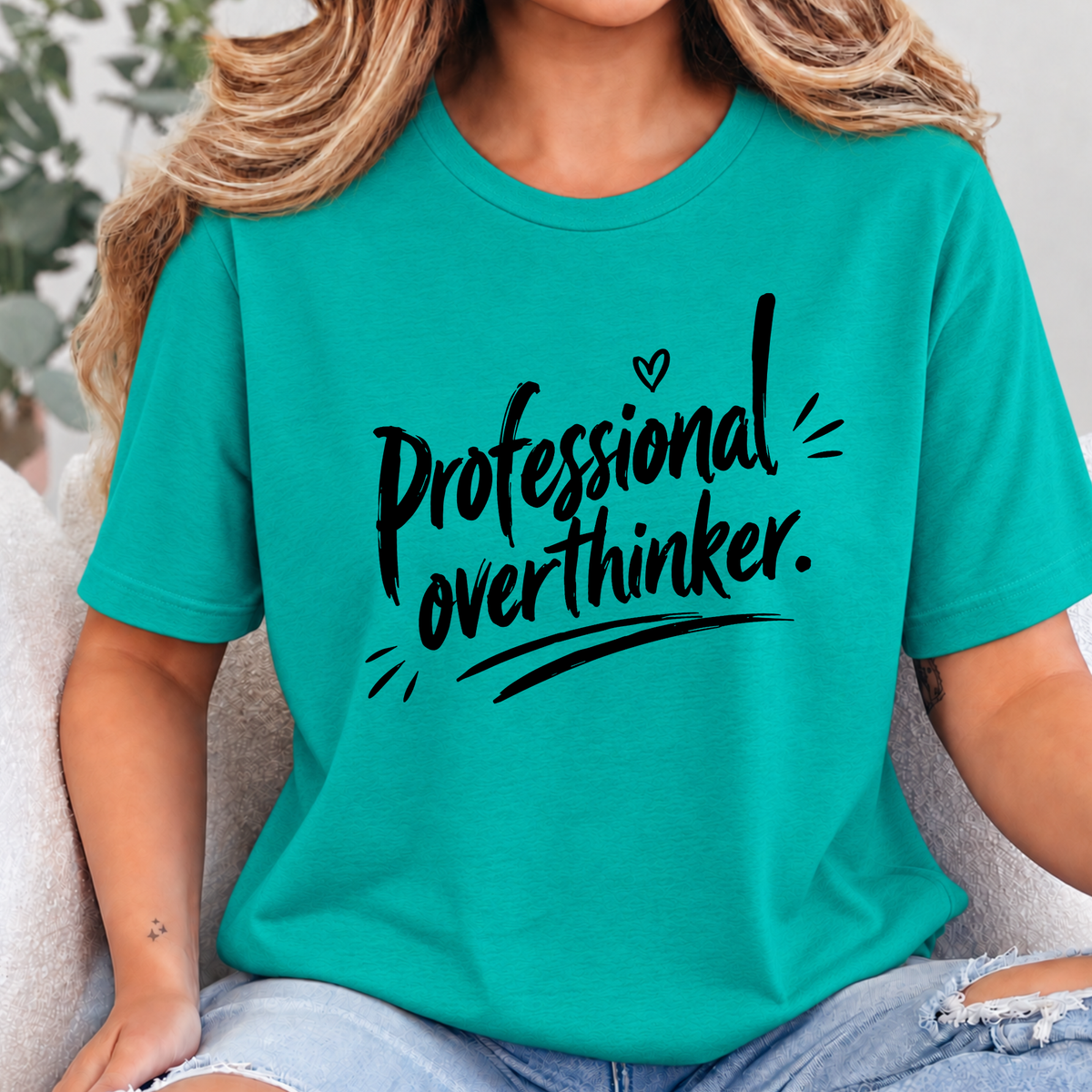 Wholesale Professional Overthinker Graphic Tee - Teal