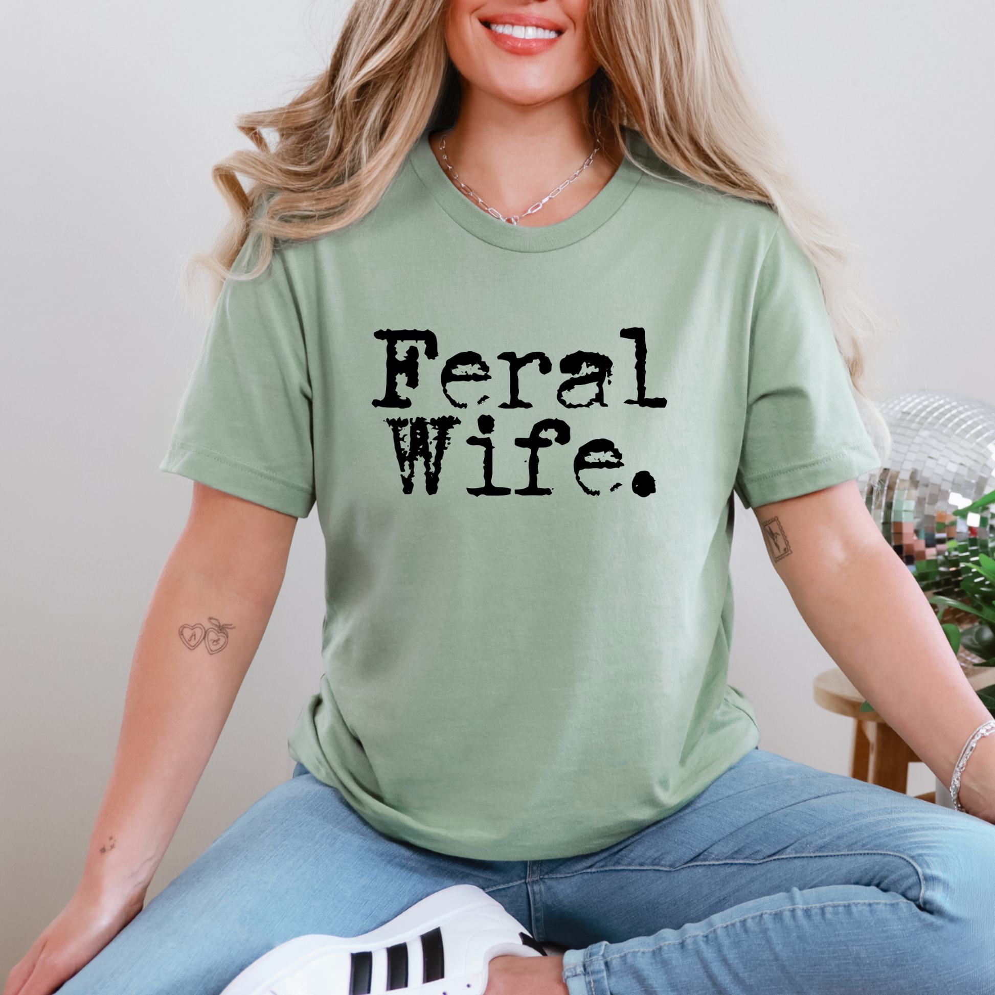 Wholesale Feral Wife Graphic Tee - Sage Tee