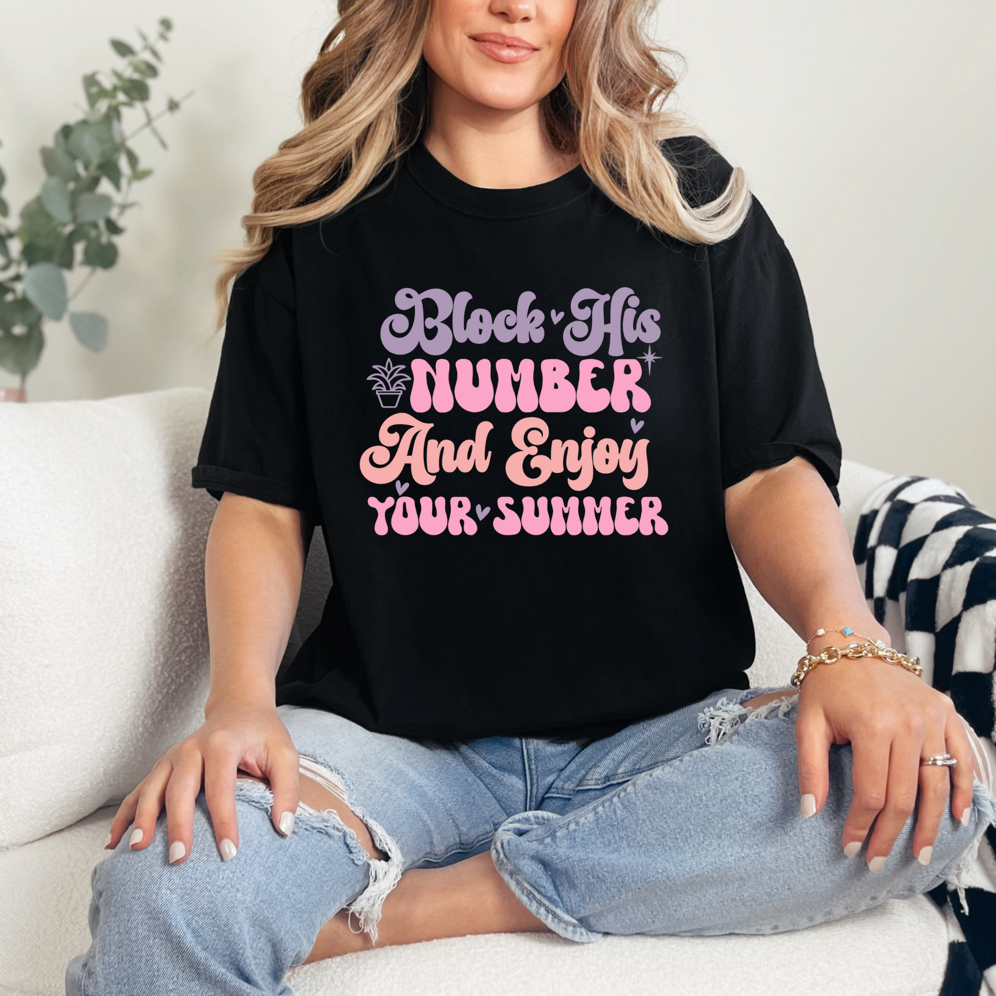 Wholesale Enjoy your summer Graphic Tee - Black Tee