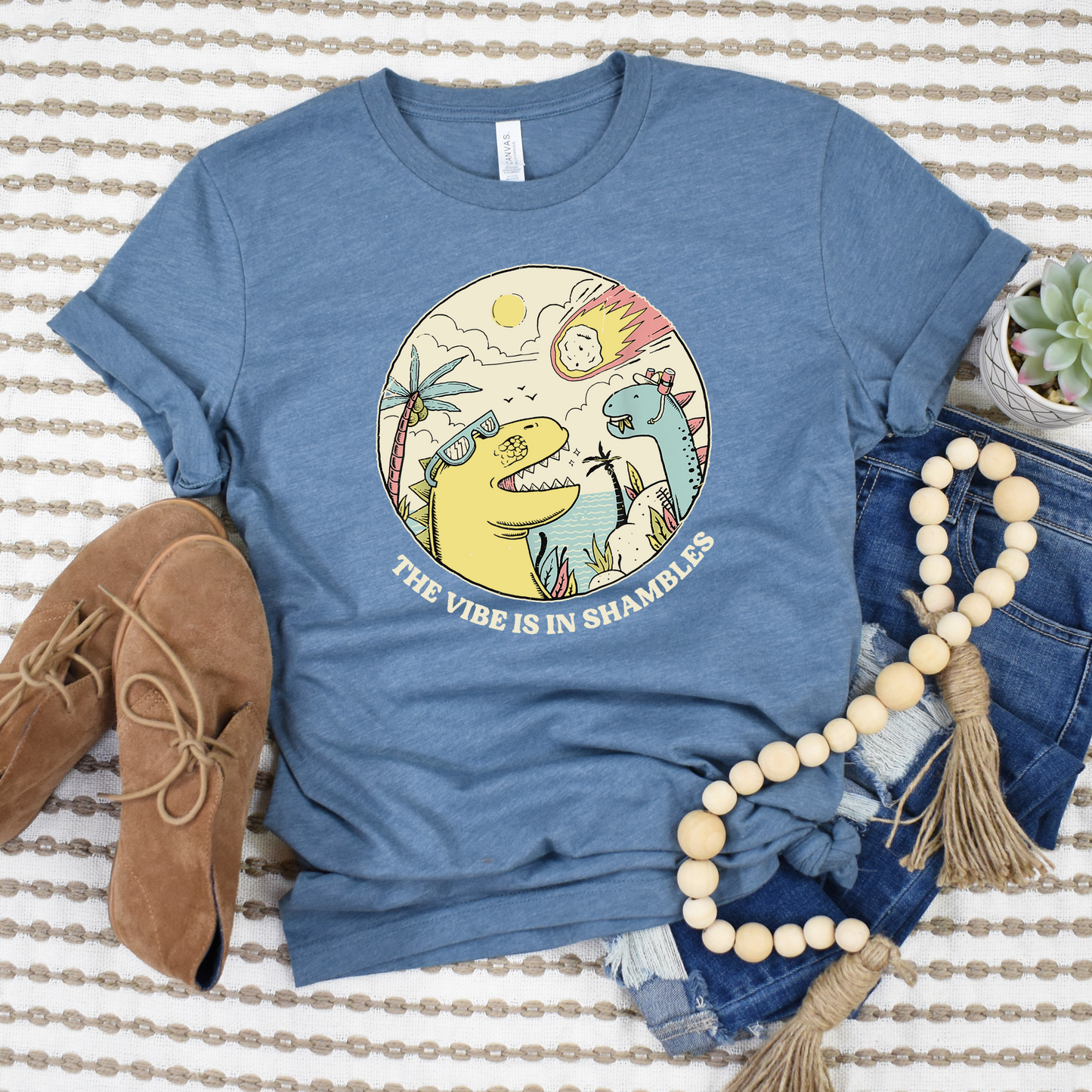 Wholesale The vibe Graphic Tee - Heather Denim