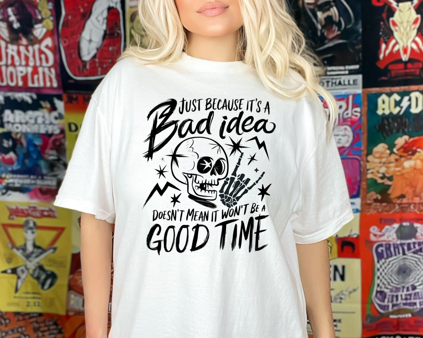 Wholesale Bad idea good time Graphic Tee - White Tee