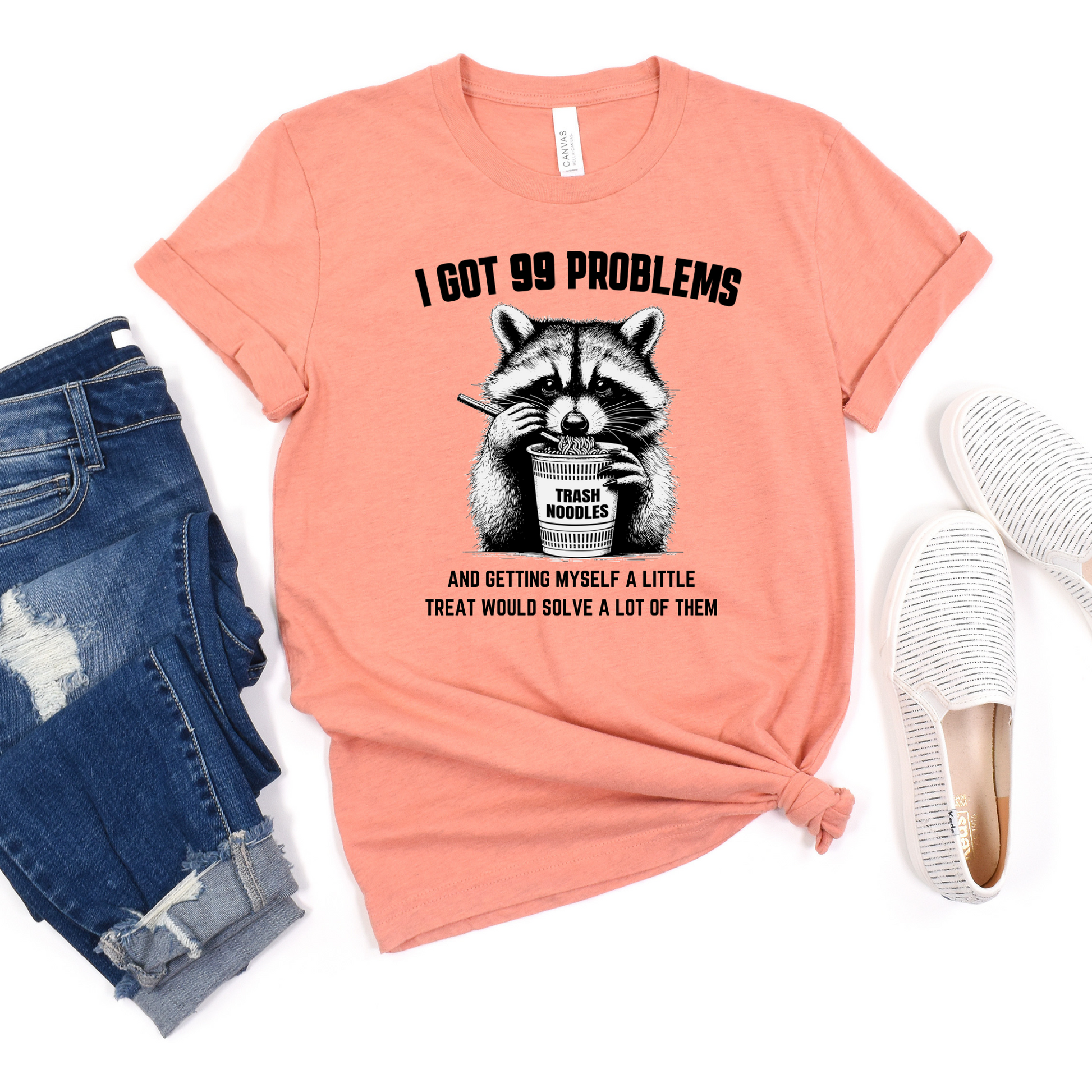 Wholesale 99 Problems Raccoon Graphic Tee - Grey Tee