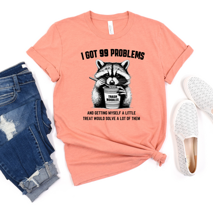 Wholesale 99 Problems Raccoon Graphic Tee - Grey Tee