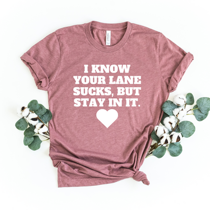 Wholesale Stay in your lane Graphic Tee - Heather Mauve Tee