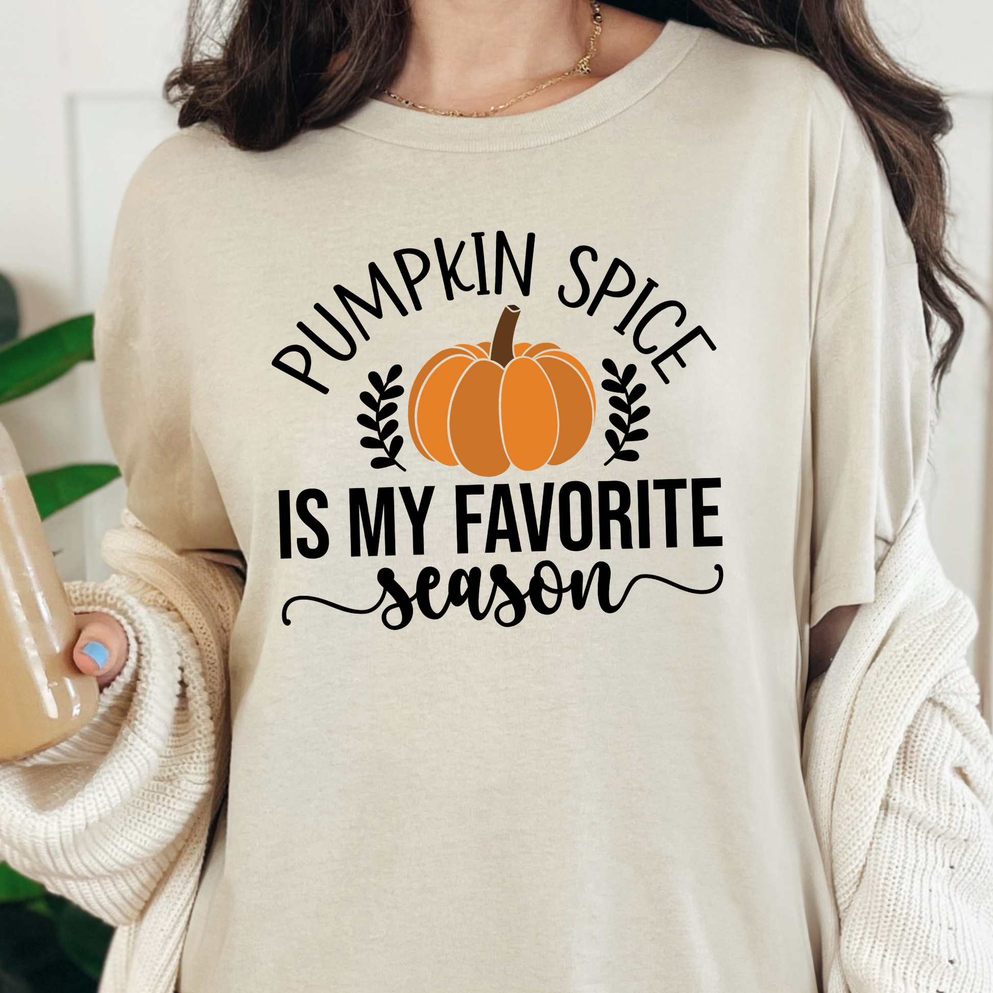 Wholesale Pumpkin Spice Favorite Season Graphic Tee - Natural