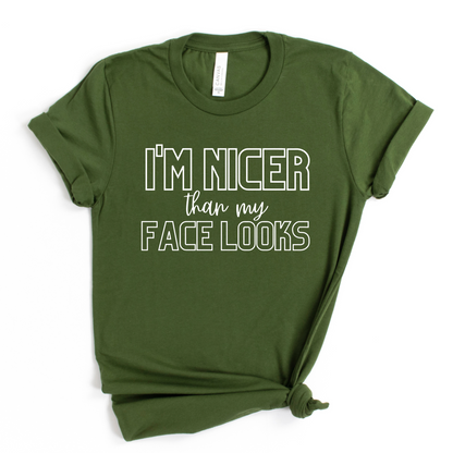 Wholesale Nicer than my face looks Graphic Tee - Heather Charcoal