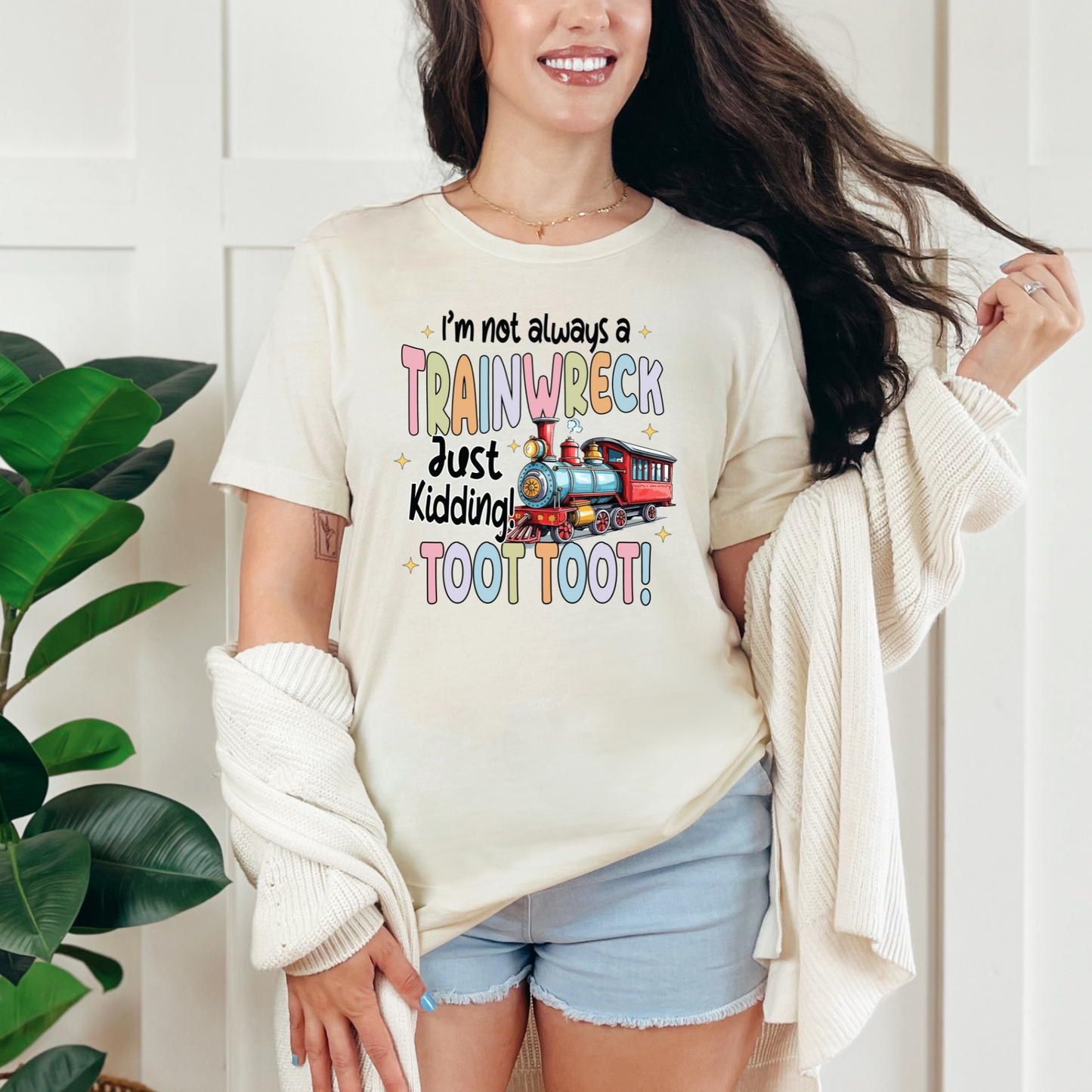 Wholesale Not Always a Train Wreck Graphic Tee - Natural Tee