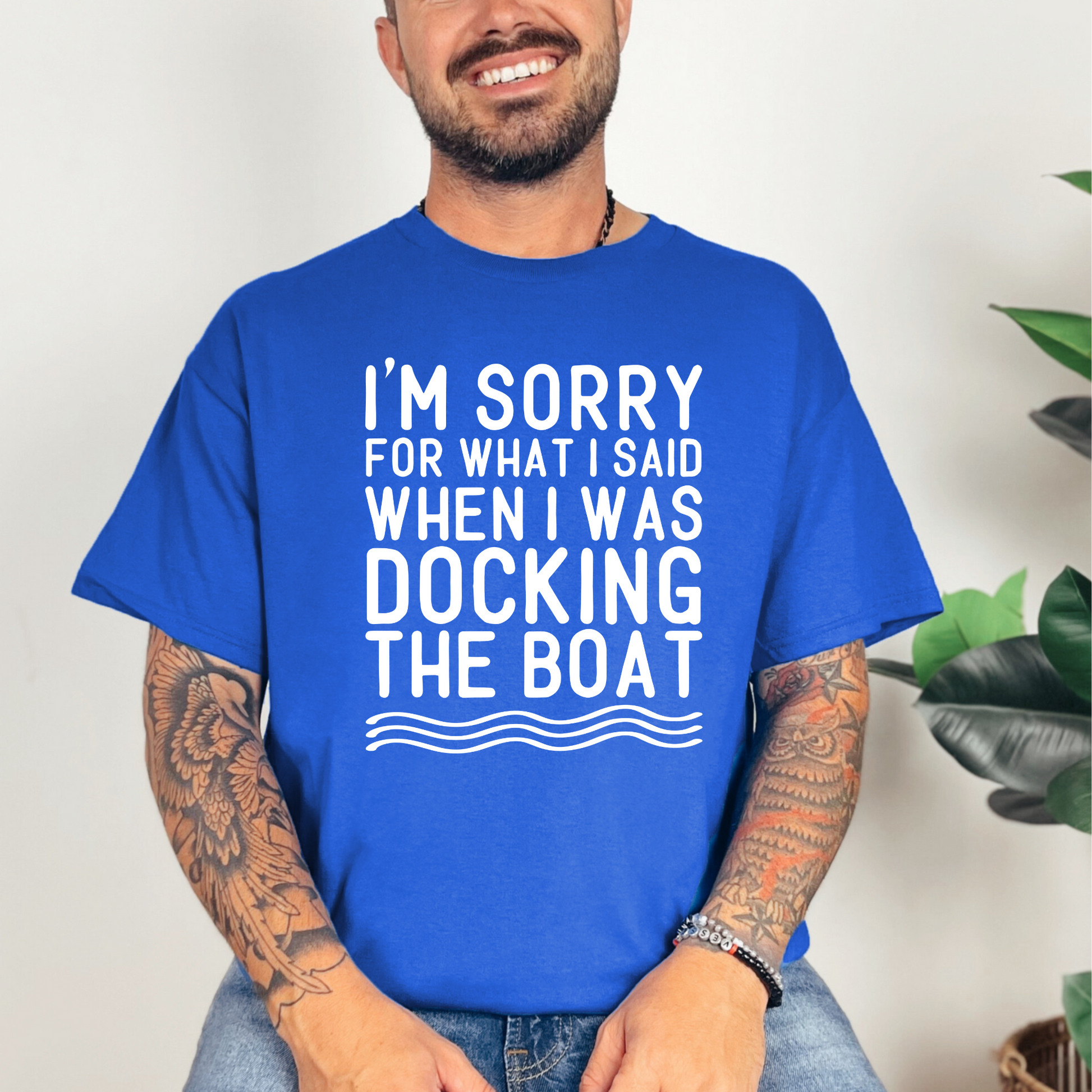 Wholesale Docking the boat Graphic Tee - Royal Tee