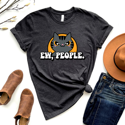 Wholesale Ew People Cat Graphic Tee - Black Tee