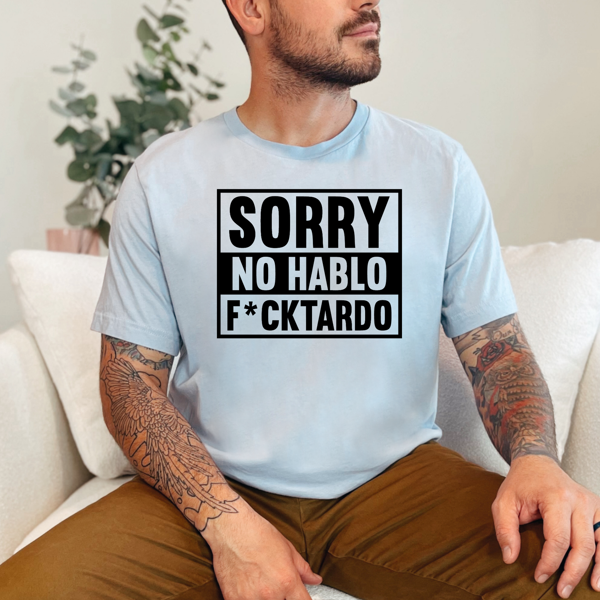 Wholesale No Hablo Graphic Tee - Light Blue Tee