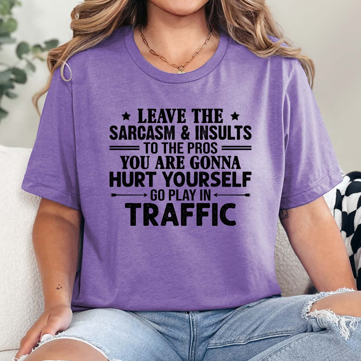 Wholesale Leave the Sarcasm Graphic Tee - Heather Team Purple