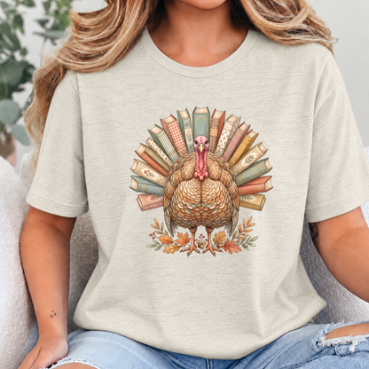 Wholesale Turkey Book Lover Graphic Tee - Heather Oatmeal