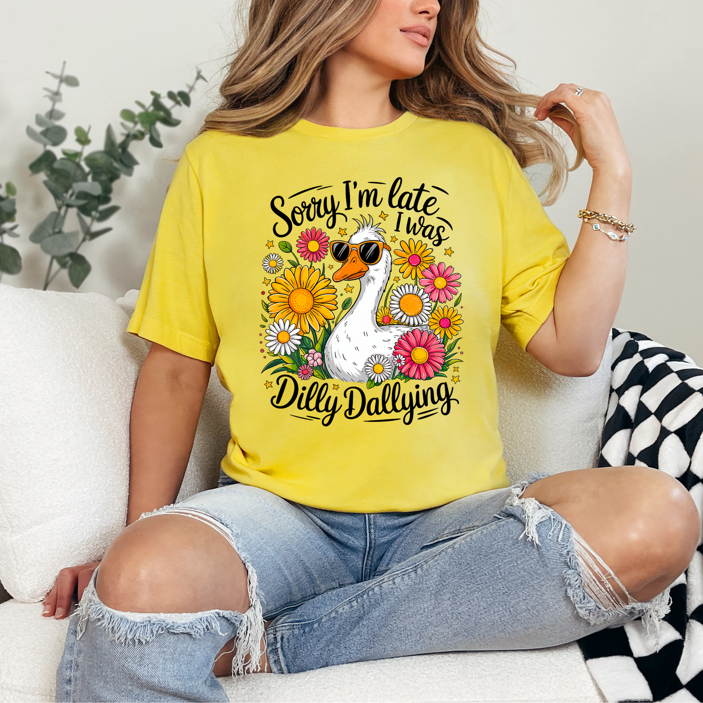 Wholesale Dilly Dallying Graphic Tee - Heather Yellow Gold Tee