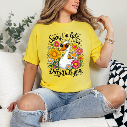 Wholesale Dilly Dallying Graphic Tee - Heather Yellow Gold Tee