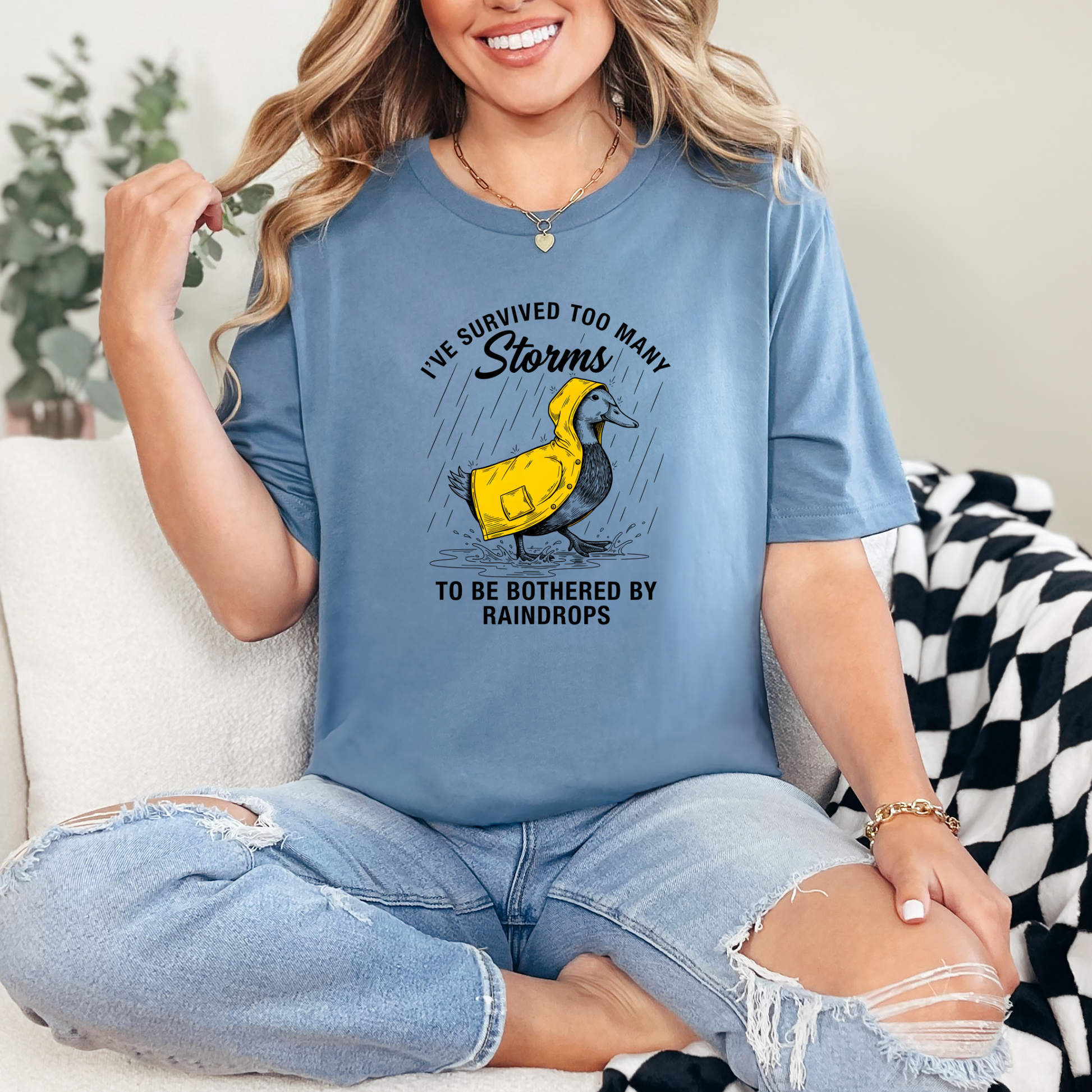 Wholesale Too Many Storms Graphic Tee - Steel Blue Tee