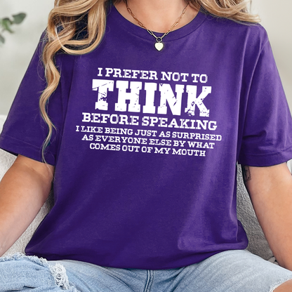 Wholesale Prefer Not to Think Graphic Tee - Team Purple