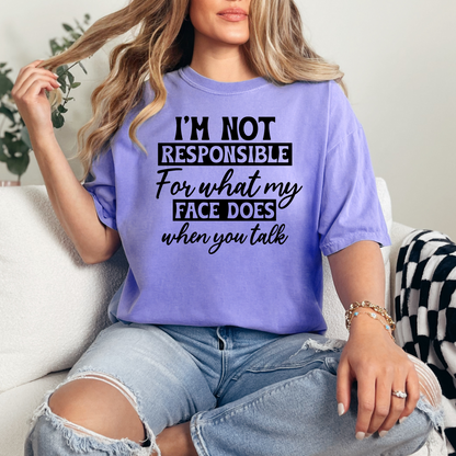 Wholesale What My Face Does Graphic Tee - CC Violet