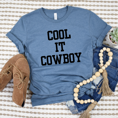 Wholesale Cool it Cowboy Graphic Tee - Heather Slate Tee