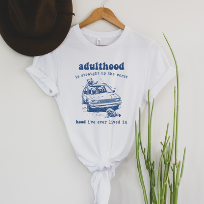 Wholesale Adulthood Graphic Tee - Grey Tee