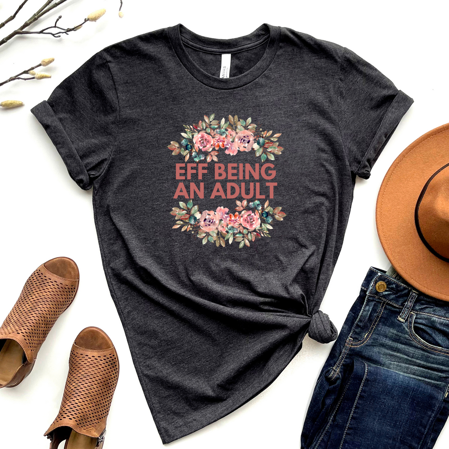 Wholesale Eff being an adult Graphic Tee - Heather Charcoal Tee