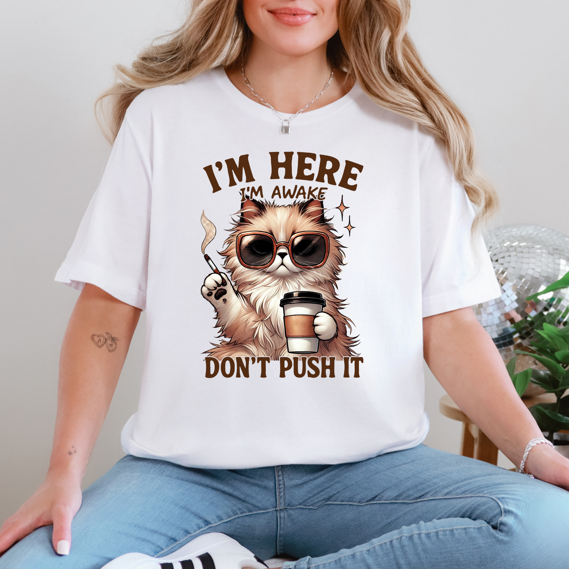 Wholesale I'm Here Don't Push It Graphic Tee - White Tee
