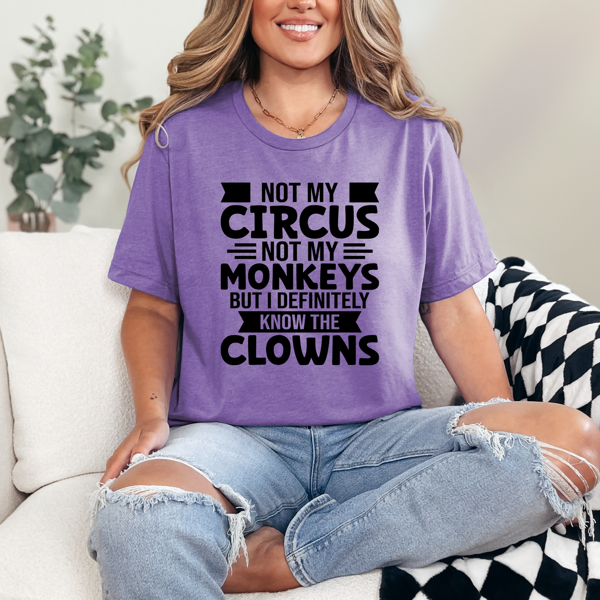 Wholesale Not My Circus Graphic Tee - Heather Team Purple Tee