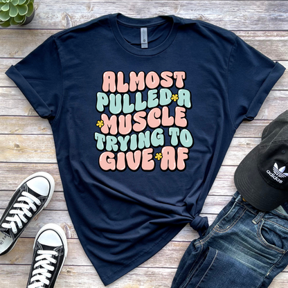 Wholesale Almost pulled a muscle Graphic Tee - Navy Tee