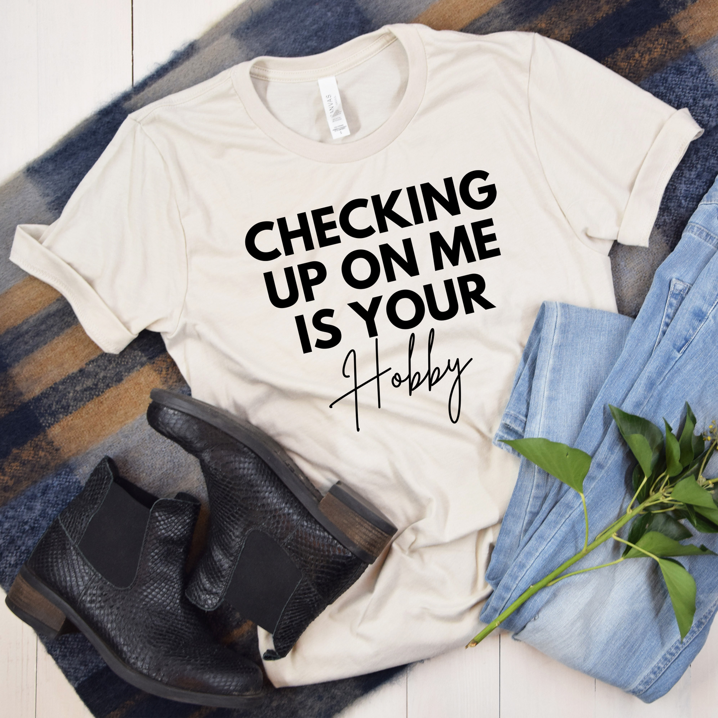 Wholesale Checking up on me is your hobby Graphic Tee - Heather Sunset Tee