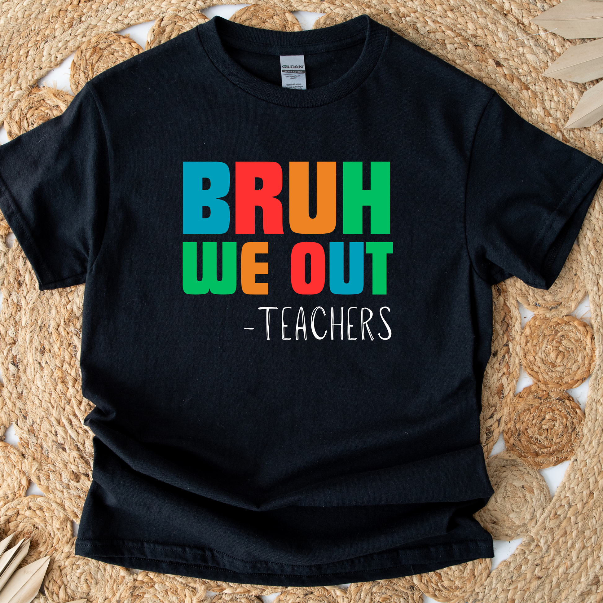 Wholesale Bruh We Out Graphic Tee - Black Tee