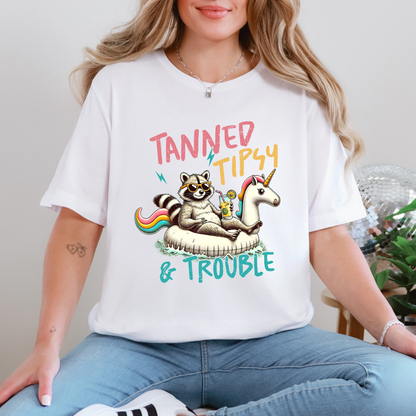 Wholesale Tipsy and Trouble Graphic Tee - White Tee