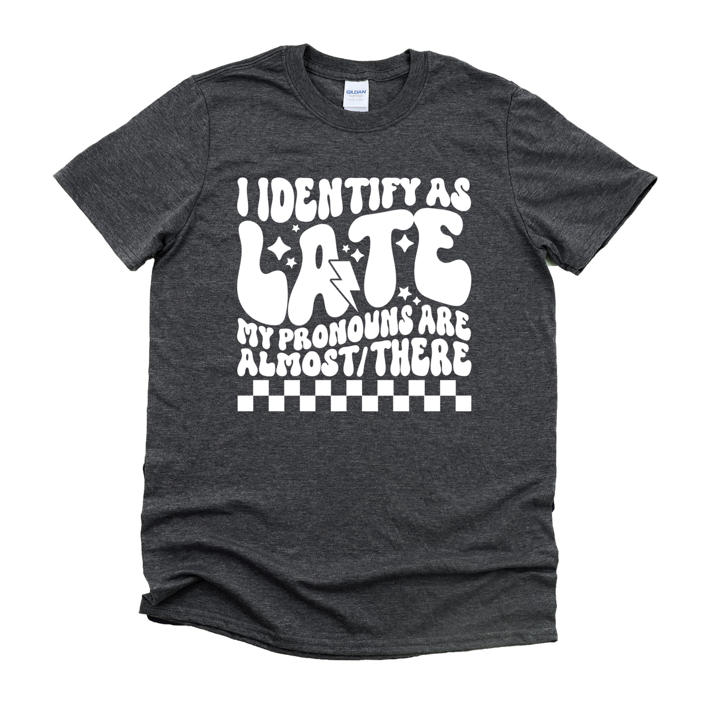 Wholesale I identify as late Graphic Tee - Heather Charcoal Tee