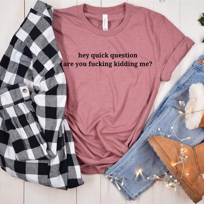 Wholesale Quick Question Graphic Tee - Grey Tee