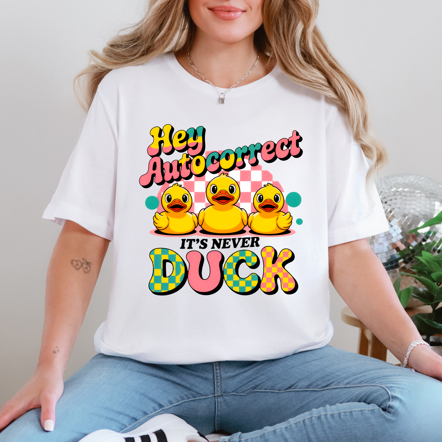 Wholesale Hey Autocorrect Graphic Tee - White Tee