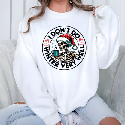 Wholesale Christmas Skeleton Don't Do Winter Very Well Sweatshirt - White Sweatshirt