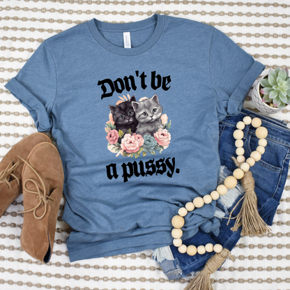 Wholesale Don't be a pussy cat Graphic Tee - Heather Denim Tee