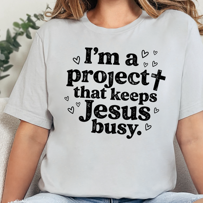 Wholesale Project Keeps Jesus Busy Graphic Tee - Silver