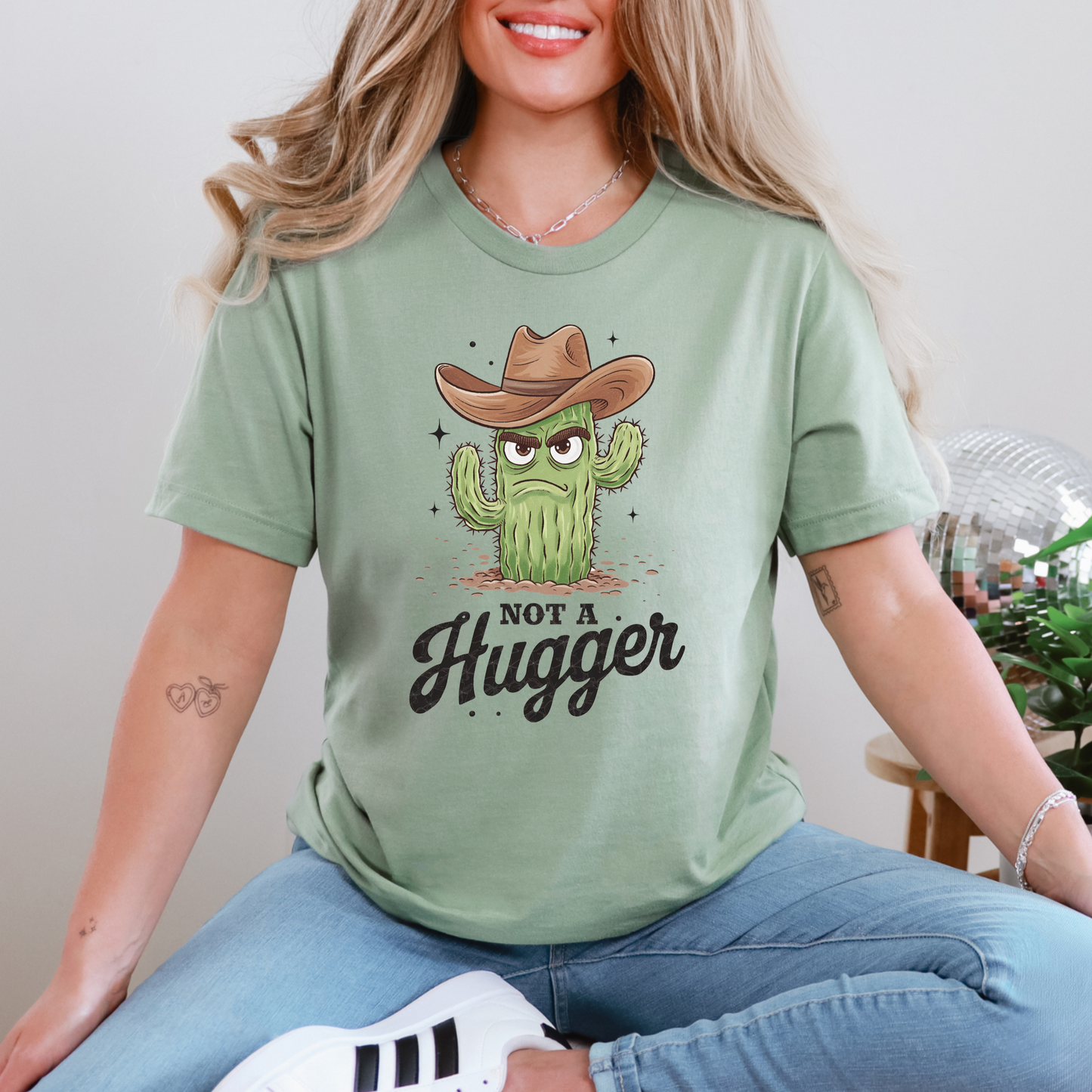 Wholesale Not a Hugger Graphic Tee - Military Green Tee