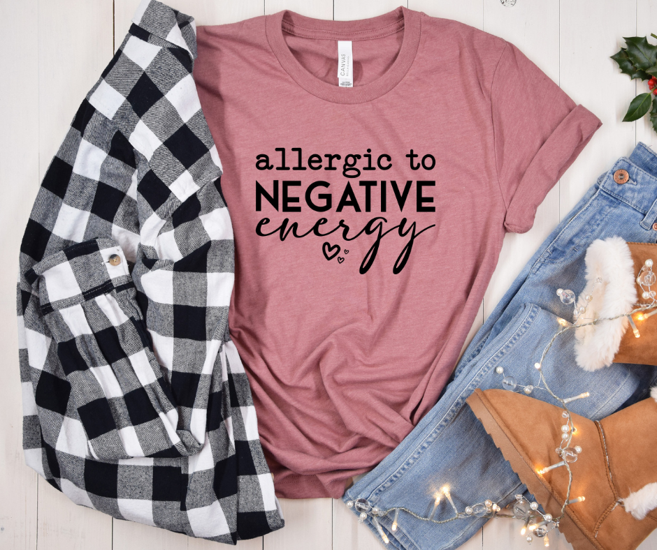 Wholesale Allergic to negative energy Graphic Tee - Heather Slate Tee