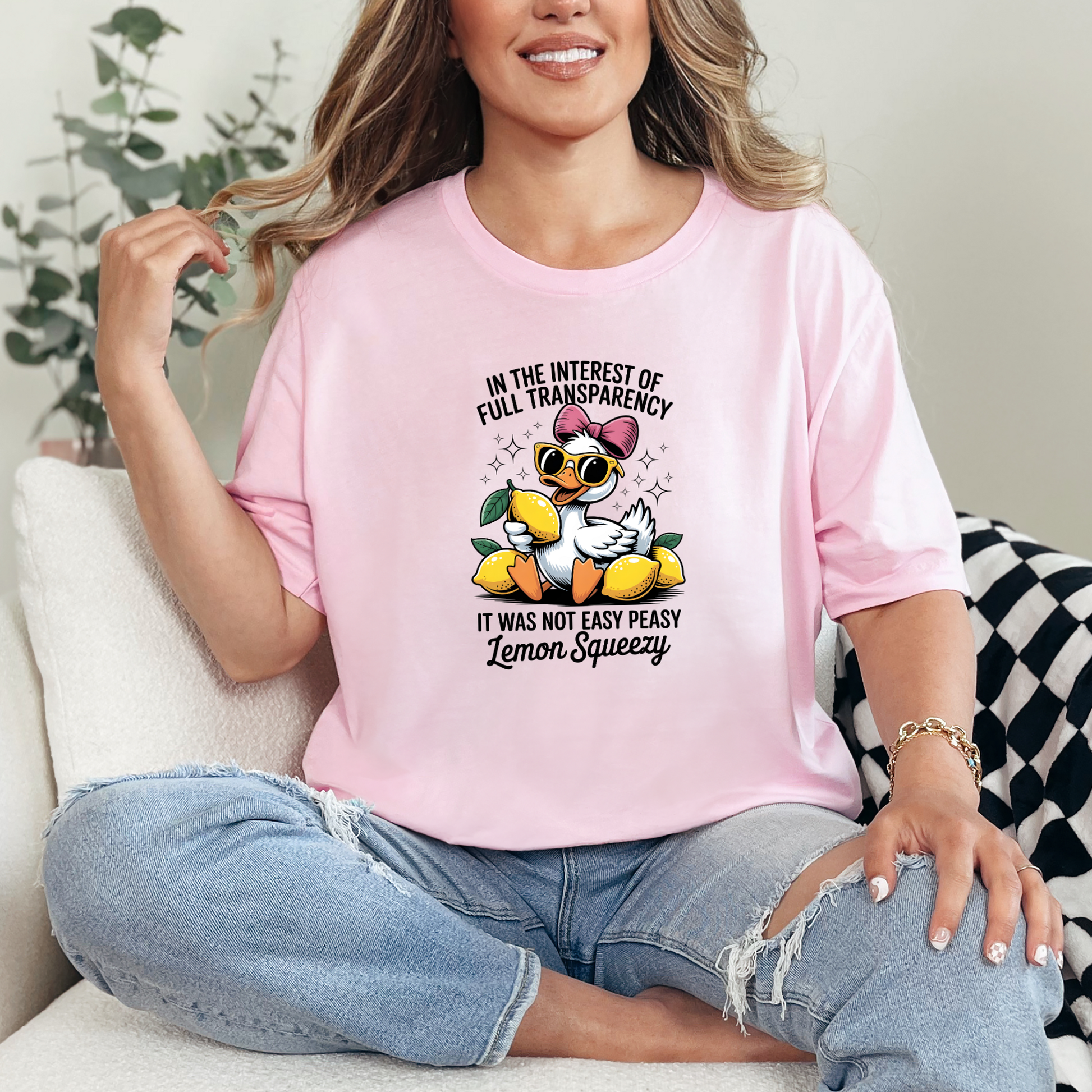 Wholesale Not Easy Peasy Graphic Tee - Soft Pink Tee