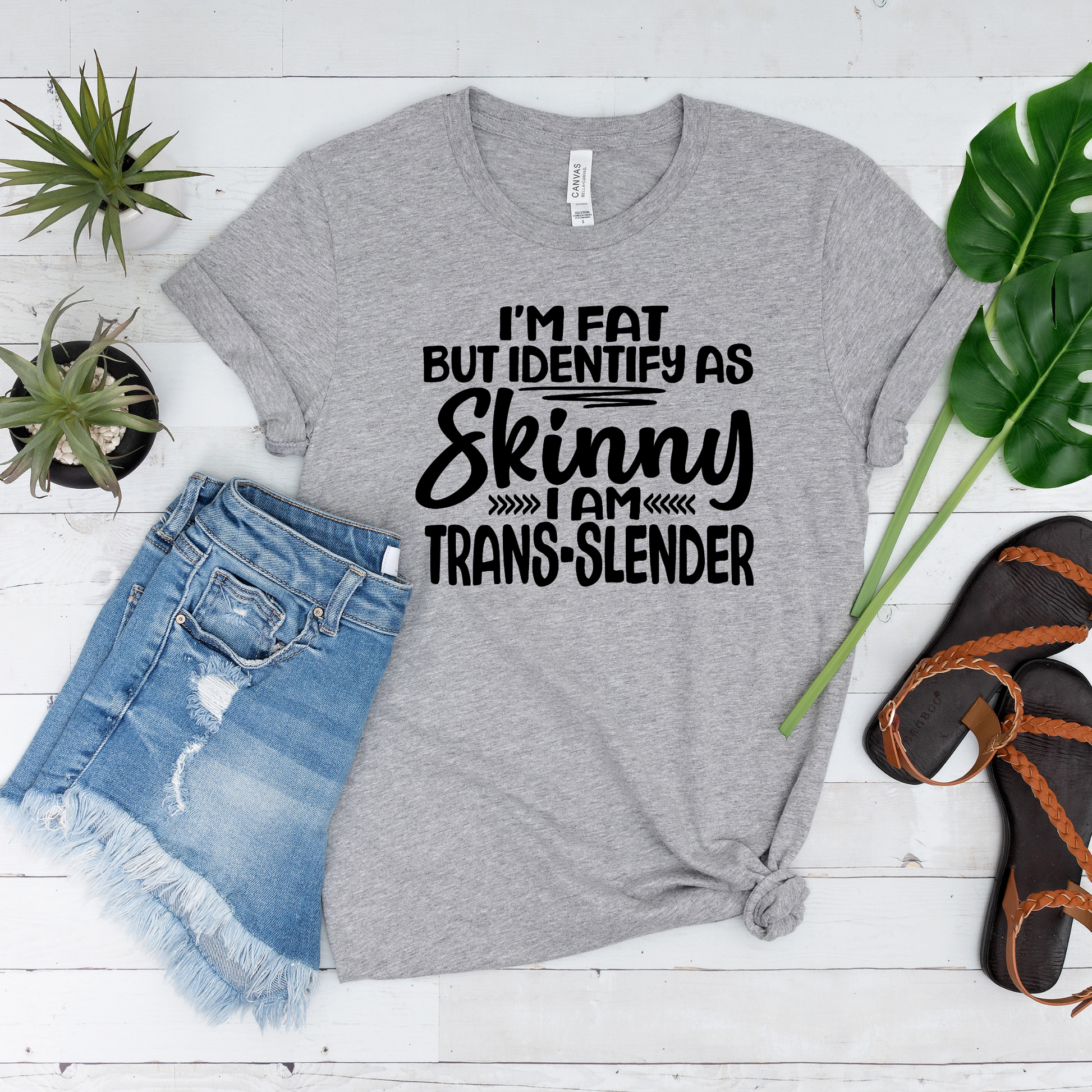 Wholesale Identify as skinny Graphic Tee - Grey Tee