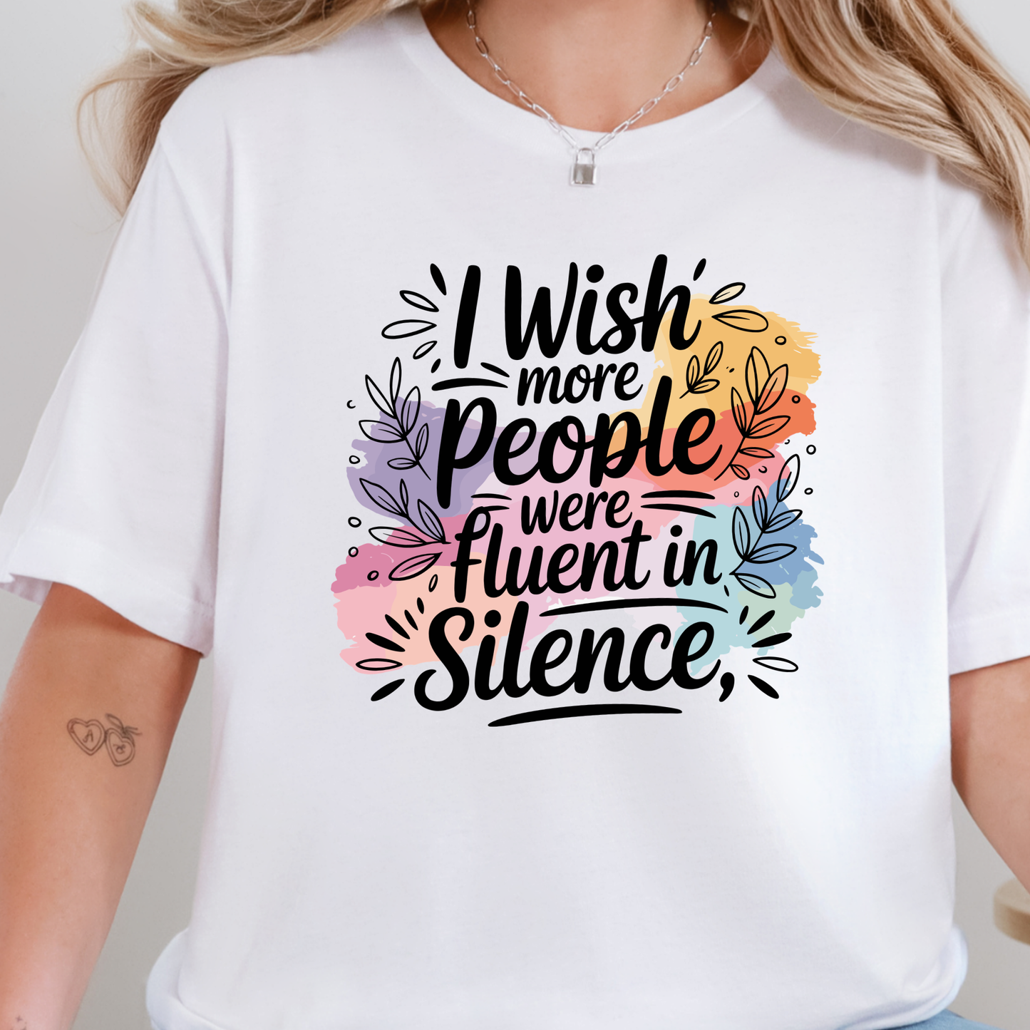 Wholesale Fluent in Silence Graphic Tee - White