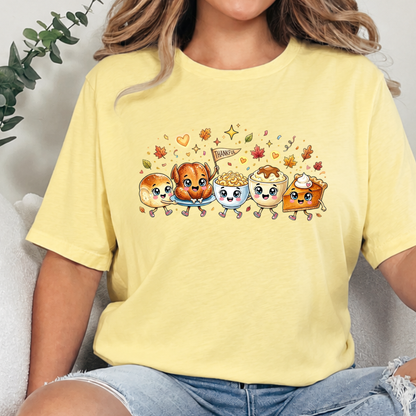 Wholesale Thanksgiving Doodles Graphic Tee - Heather French Vanilla