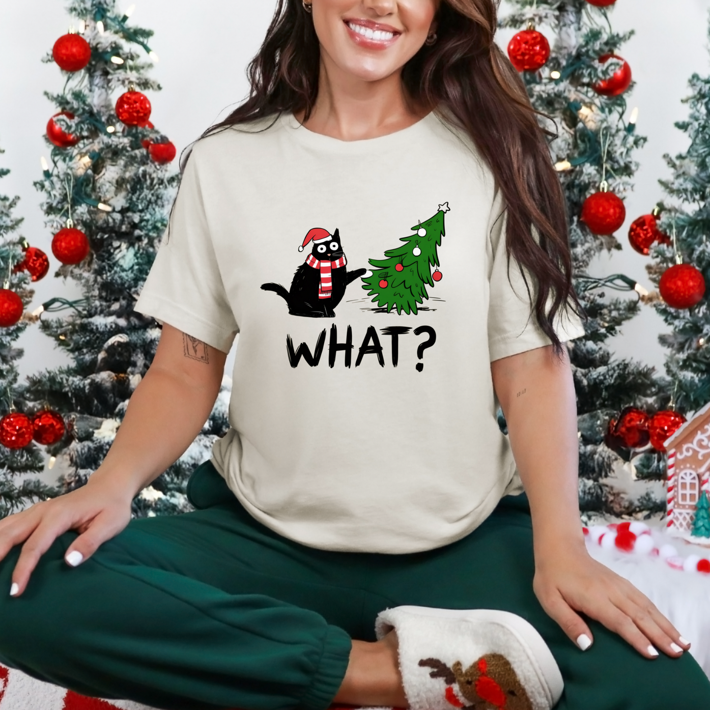 Wholesale Cat What? Graphic Tee - Natural Tee