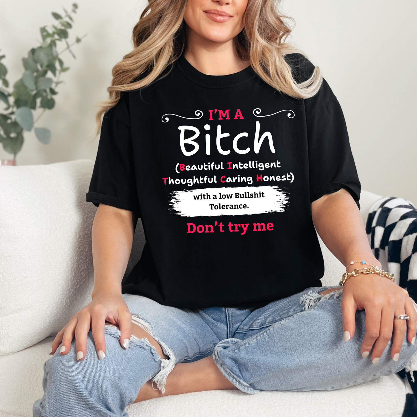 Wholesale I'm a Bitch Graphic Tee - Black Tee