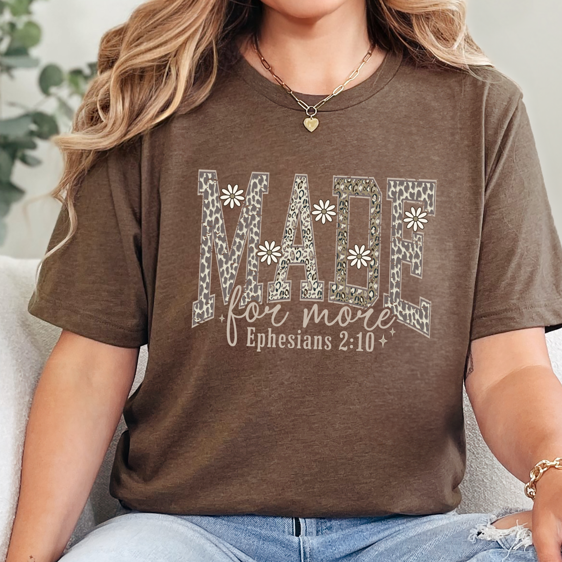 Wholesale Made For More Camo Graphic Tee - Heather Brown