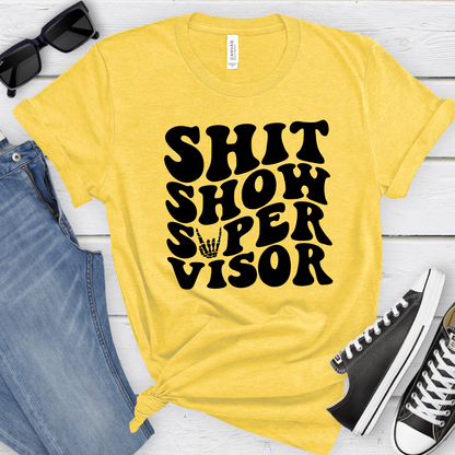 Wholesale Shit Show Supervisor Graphic Tee - Heather Yellow Tee