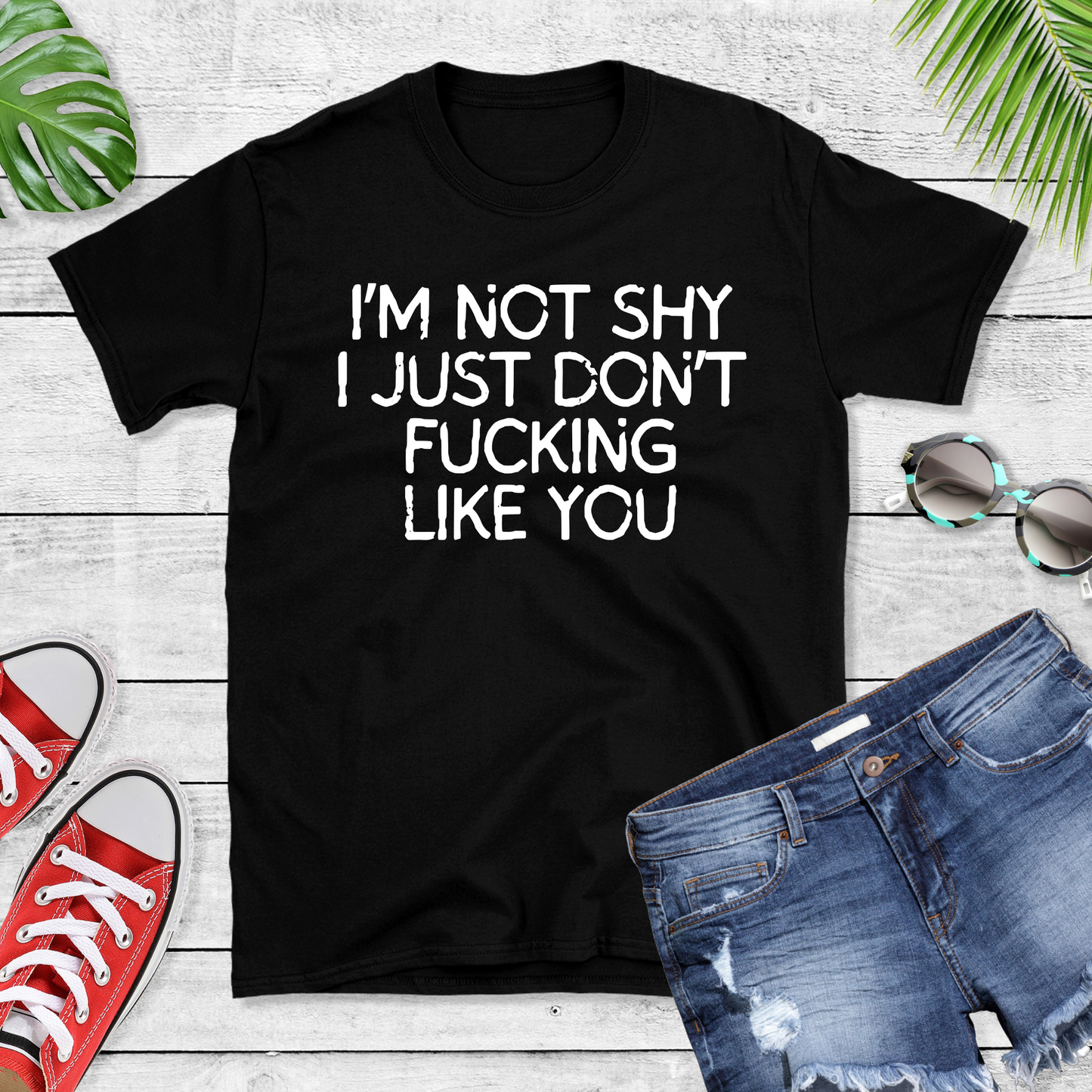 Wholesale I'm not shy Graphic Tee - Black Tee