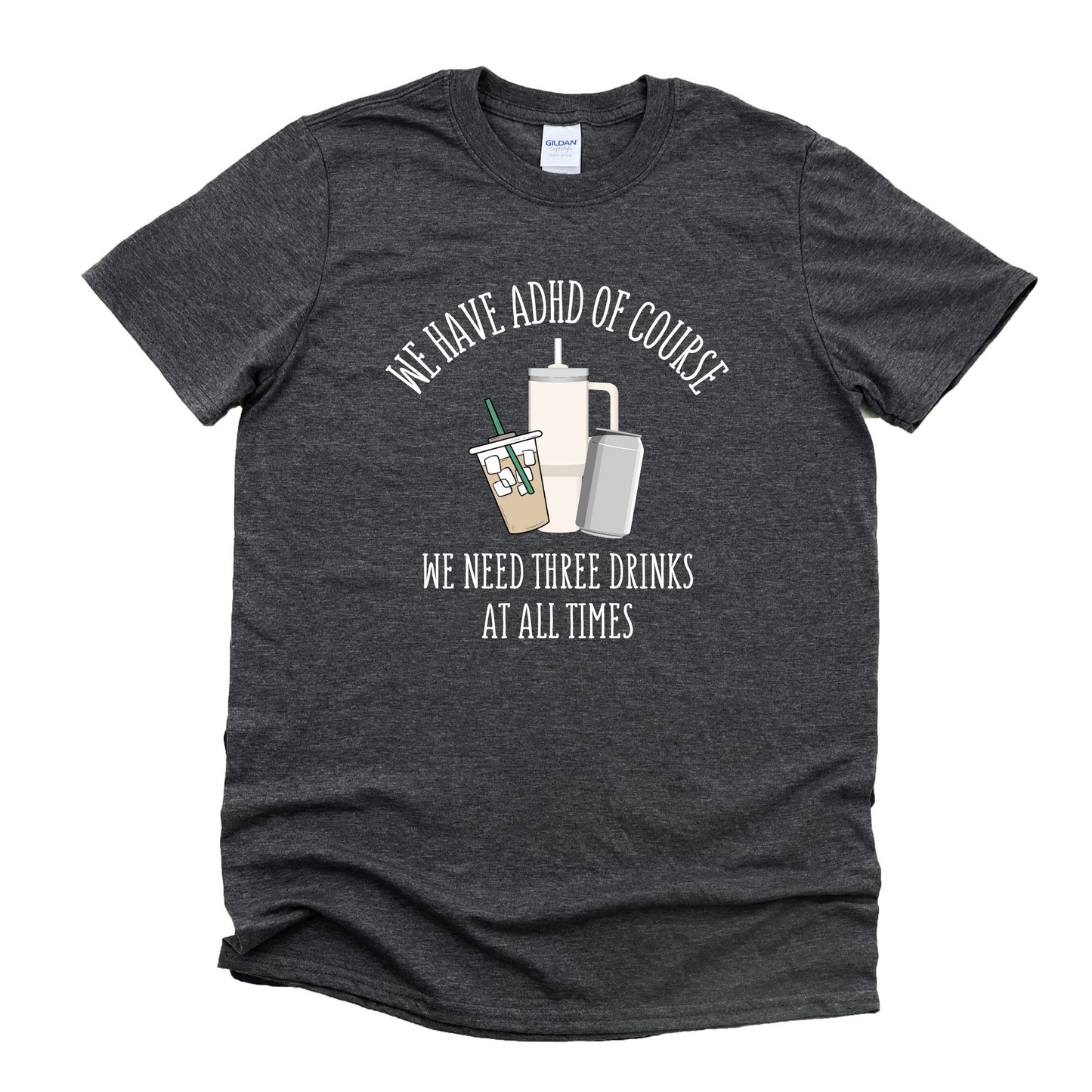 Wholesale ADHD Drinks Graphic Tee - Heather Charcoal Tee