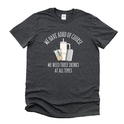 Wholesale ADHD Drinks Graphic Tee - Heather Charcoal Tee