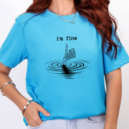 Wholesale I'm Fine Hand Graphic Tee - Heather Aqua Tee